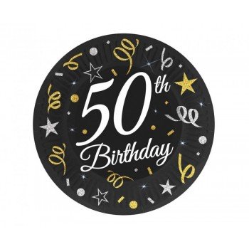 B&C Happy Birthday 50 papírtányér 6 db-os 18 cm