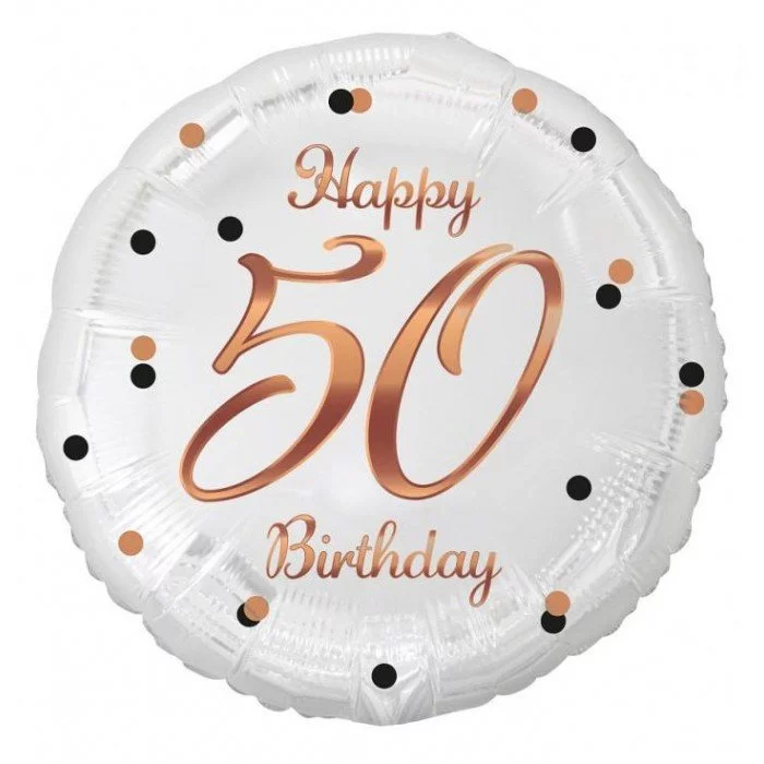 Happy Birthday White-Rose Gold 50 fólia lufi 36 cm Happy Birthday White-Rose Gold 50 fólia lufi 36 cm