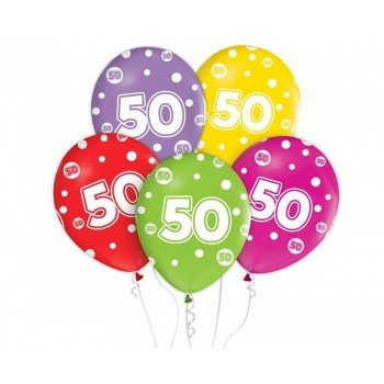 Happy Birthday 50 léggömb, lufi 5 db-os 12 inch (30cm) Happy Birthday 50 léggömb, lufi 5 db-os 12 inch (30cm)