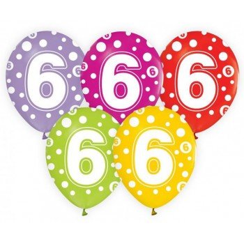 Happy Birthday 6 léggömb, lufi 5 db-os 12 inch (30cm) Happy Birthday 6 léggömb, lufi 5 db-os 12 inch (30cm)