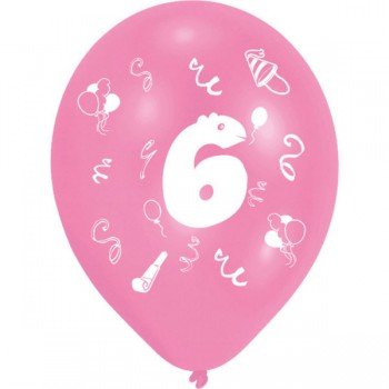 Happy Birthday 6 léggömb, lufi 8 db-os 10 inch (25,4cm) Happy Birthday 6 léggömb, lufi 8 db-os 10 inch (25,4cm)