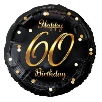 Happy Birthday Black-Gold 60 fólia lufi 36 cm Happy Birthday Black-Gold 60 fólia lufi 36 cm