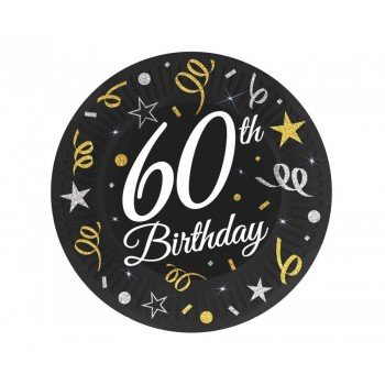 B&C Happy Birthday 60 papírtányér 6 db-os 18 cm