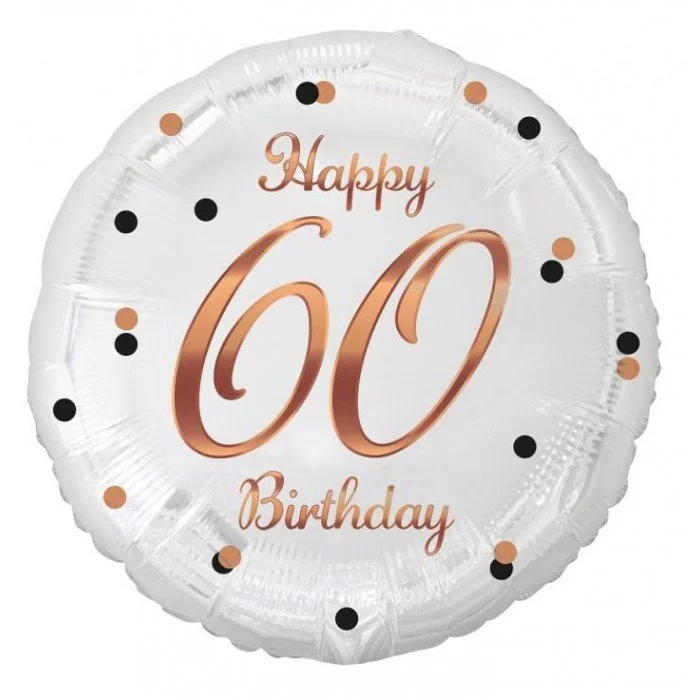 Happy Birthday White-Rose Gold 60 fólia lufi 36 cm Happy Birthday White-Rose Gold 60 fólia lufi 36 cm