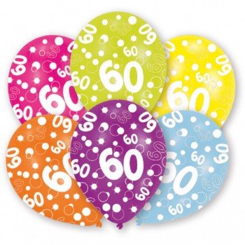 Happy Birthday 60 léggömb, lufi 6 db-os 11 inch (27,5cm) Happy Birthday 60 léggömb, lufi 6 db-os 11 inch (27,5cm)