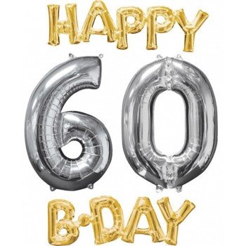 Happy Birthday 60 Fólia lufi 4 db-os szett Happy Birthday 60 Fólia lufi 4 db-os szett