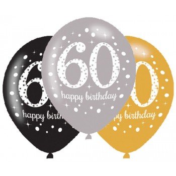 Happy Birthday 60 léggömb, lufi 6 db-os Happy Birthday 60 léggömb, lufi 6 db-os