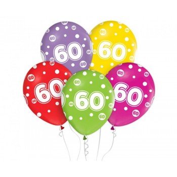 Happy Birthday 60 léggömb, lufi 5 db-os 12 inch (30cm) Happy Birthday 60 léggömb, lufi 5 db-os 12 inch (30cm)