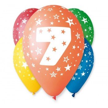 Happy Birthday 7 Star léggömb, lufi 5 db-os 12 inch (30cm) Happy Birthday 7 Star léggömb, lufi 5 db-os 12 inch (30cm)