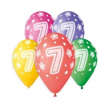 Happy Birthday 7 Star léggömb, lufi 5 db-os 13 inch (33 cm) Happy Birthday 7 Star léggömb, lufi 5 db-os 13 inch (33 cm)
