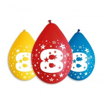 Happy Birthday 8 Star függő léggömb, lufi 5 db-os 12 inch (30 cm) Happy Birthday 8 Star függő léggömb, lufi 5 db-os 12 inch (30 cm)