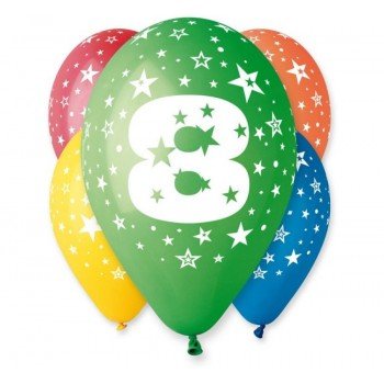 Happy Birthday 8 Star léggömb, lufi 5 db-os 12 inch (30cm) Happy Birthday 8 Star léggömb, lufi 5 db-os 12 inch (30cm)