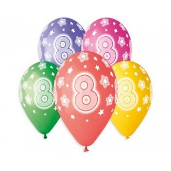 Happy Birthday 8 Star léggömb, lufi 5 db-os 13 inch (33 cm) Happy Birthday 8 Star léggömb, lufi 5 db-os 13 inch (33 cm)