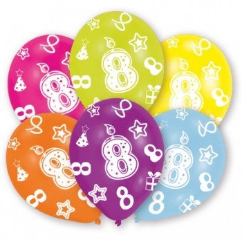 Happy Birthday 8 léggömb, lufi 6 db-os Happy Birthday 8 léggömb, lufi 6 db-os