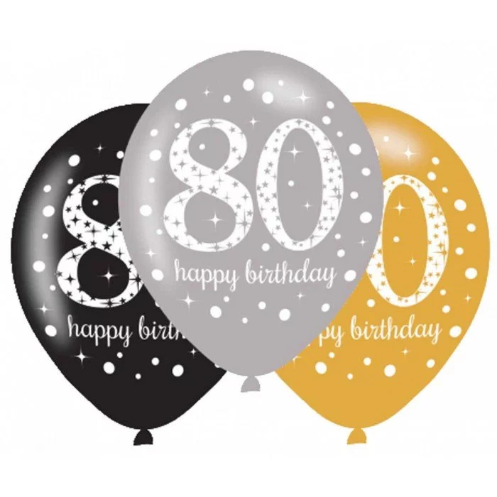 Happy Birthday 80 léggömb, lufi 6 db-os 27,5 cm Happy Birthday 80 léggömb, lufi 6 db-os 27,5 cm
