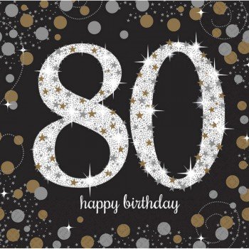 Happy Birthday Gold 80 szalvéta 16 db-os 33*33 cm Happy Birthday Gold 80 szalvéta 16 db-os 33*33 cm