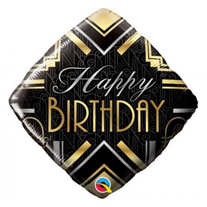 Happy Birthday Art Deco fólia lufi 46 cm