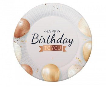 Happy Birthday Balloon papírtányér 6 db-os 18 cm