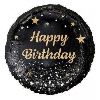 Happy Birthday Black fólia lufi 36 cm Happy Birthday Black fólia lufi 36 cm