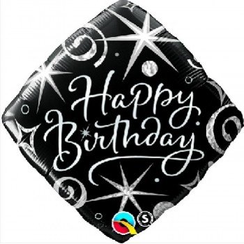 Happy Birthday Black fólia lufi 46 cm Happy Birthday Black fólia lufi 46 cm