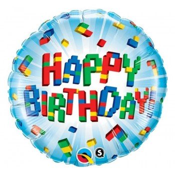 Happy Birthday Blocks fólia lufi 46 cm Happy Birthday Blocks fólia lufi 46 cm