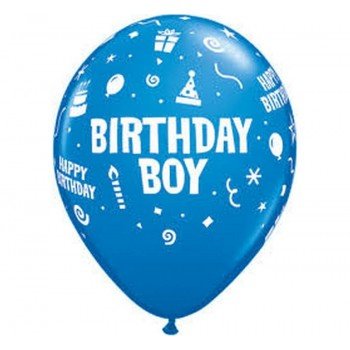 Happy Birthday Boy Blue léggömb, lufi 6 db-os 11 inch (28 cm) Happy Birthday Boy Blue léggömb, lufi 6 db-os 11 inch (28 cm)