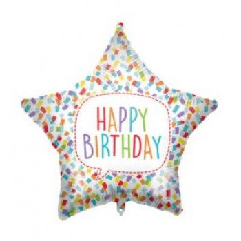 Happy Birthday Bright Star fólia lufi 46 cm Happy Birthday Bright Star fólia lufi 46 cm