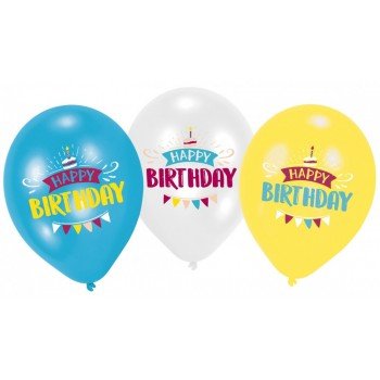 Happy Birthday léggömb, lufi 6 db-os Happy Birthday léggömb, lufi 6 db-os