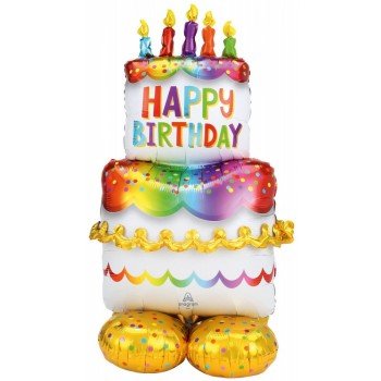 Happy Birthday Cake AirLoonz óriás fólia lufi 134 cm Happy Birthday Cake AirLoonz óriás fólia lufi 134 cm