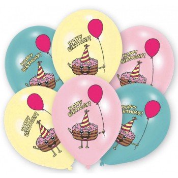 Happy Birthday Cake léggömb, lufi 6 db-os 11 inch (27,5cm) Happy Birthday Cake léggömb, lufi 6 db-os 11 inch (27,5cm)