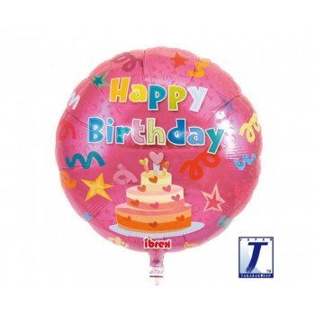 Happy Birthday Cake Red, Torta fólia lufi 35 cm Happy Birthday Cake Red, Torta fólia lufi 35 cm