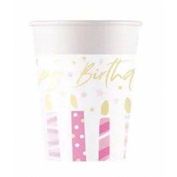 Happy Birthday Candles papír pohár 8 db-os 200 ml FSC
