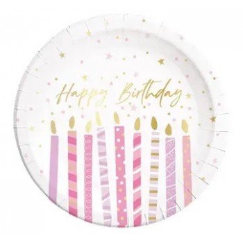 Happy Birthday Candles papírtányér 8 db-os 23 cm FSC Happy Birthday Candles papírtányér 8 db-os 23 cm FSC