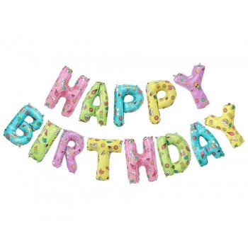 Happy Birthday Colorful fólia lufi Happy Birthday Colorful fólia lufi
