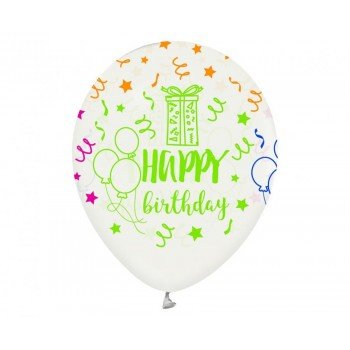 Happy Birthday Colorful léggömb, lufi 5 db-os 12 inch (30cm) Happy Birthday Colorful léggömb, lufi 5 db-os 12 inch (30cm)