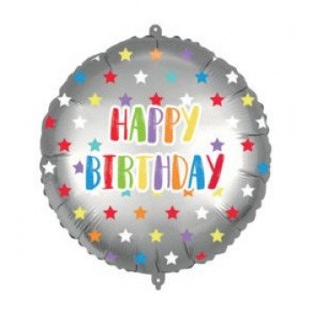 Happy Birthday Colorful Stars fólia lufi 46 cm Happy Birthday Colorful Stars fólia lufi 46 cm