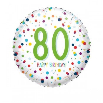 Happy Birthday Confetti 80 fólia lufi 43 cm Happy Birthday Confetti 80 fólia lufi 43 cm