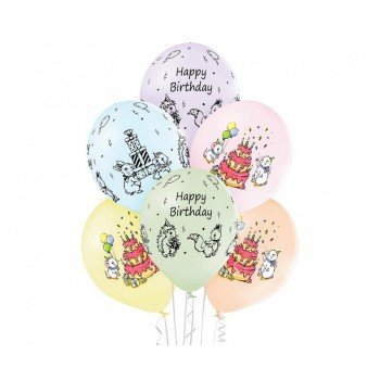 Happy Birthday Cute léggömb, lufi 6 db-os 12 inch (30cm) Happy Birthday Cute léggömb, lufi 6 db-os 12 inch (30cm)
