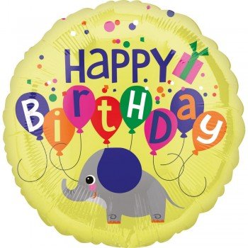 Happy Birthday elefánt fólia lufi 43 cm Happy Birthday elefánt fólia lufi 43 cm