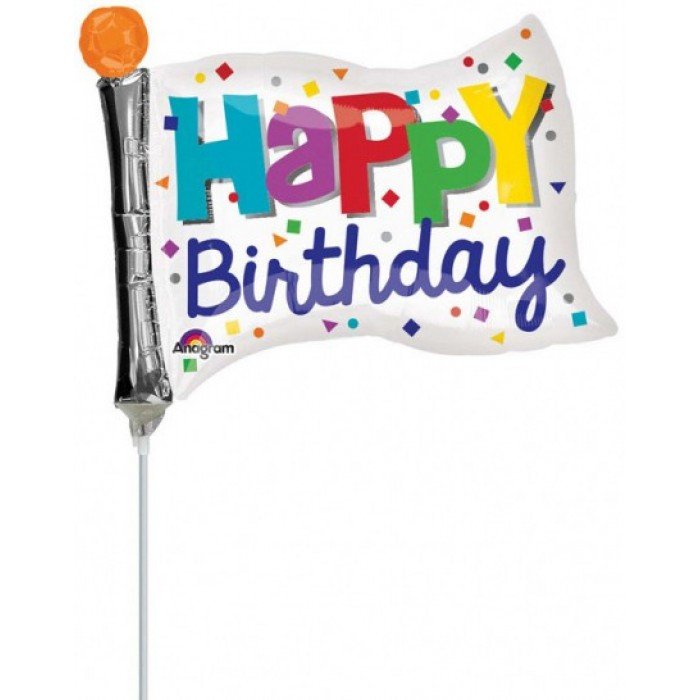 Happy Birthday Flag, Zászló Mini fólia lufi