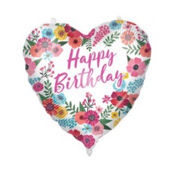 Happy Birthday Floral fólia lufi 46 cm Happy Birthday Floral fólia lufi 46 cm