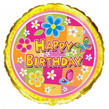 Happy Birthday Flowers, Virágok fólia lufi 46 cm (WP) Happy Birthday Flowers, Virágok fólia lufi 46 cm (WP)