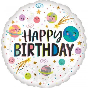 Happy Birthday galaxy fólia lufi 43 cm Happy Birthday galaxy fólia lufi 43 cm