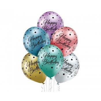 Happy Birthday Glossy léggömb, lufi 6 db-os 12 inch (30cm) Happy Birthday Glossy léggömb, lufi 6 db-os 12 inch (30cm)