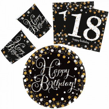 Happy Birthday Gold 18 party szett 32 db-os 23 cm-es tányérral Happy Birthday Gold 18 party szett 32 db-os 23 cm-es tányérral
