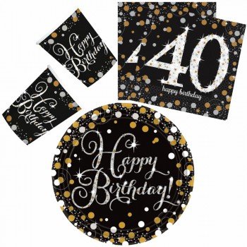 Happy Birthday Gold 40 party szett 32 db-os 23 cm-es tányérral Happy Birthday Gold 40 party szett 32 db-os 23 cm-es tányérral