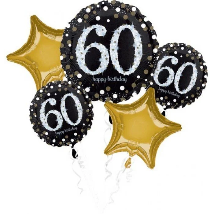 Happy Birthday 60 Fólia lufi 5 db-os szett Happy Birthday 60 Fólia lufi 5 db-os szett