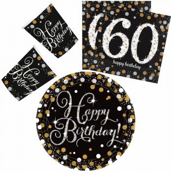 Happy Birthday Gold 60 party szett 32 db-os 23 cm-es tányérral Happy Birthday Gold 60 party szett 32 db-os 23 cm-es tányérral