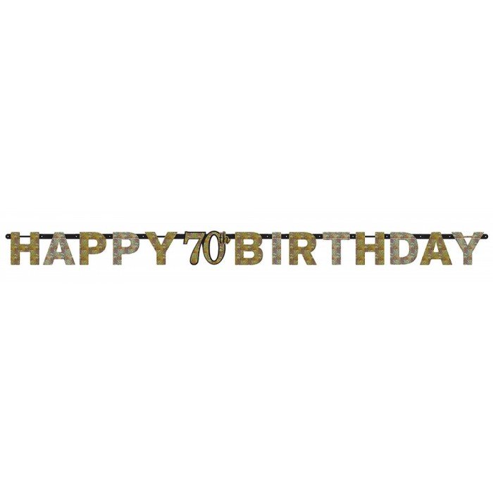 Happy Birthday Gold 70 hologrammos felirat 213 cm