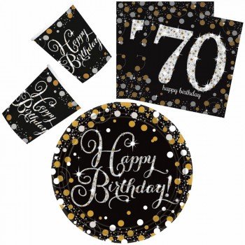 Happy Birthday Gold 70 party szett 32 db-os 23 cm-es tányérral Happy Birthday Gold 70 party szett 32 db-os 23 cm-es tányérral